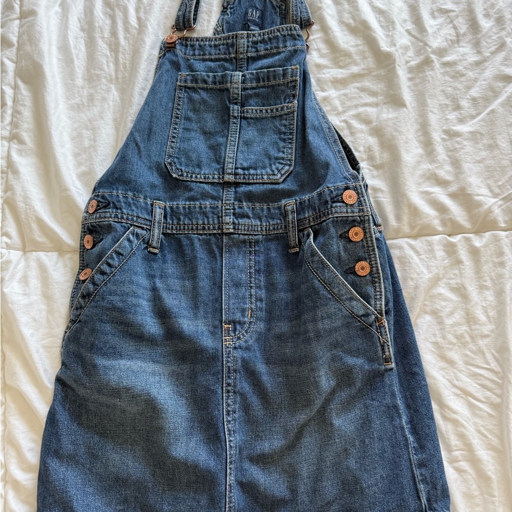 Denim Overall Dress with Button Details